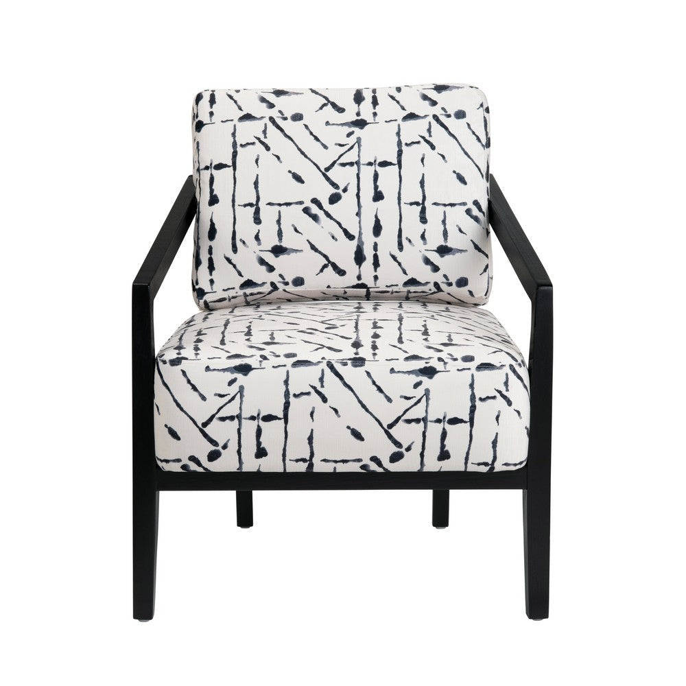Crestview Rose Accent Chair | Abstract Black Brushstroke on White Polyester