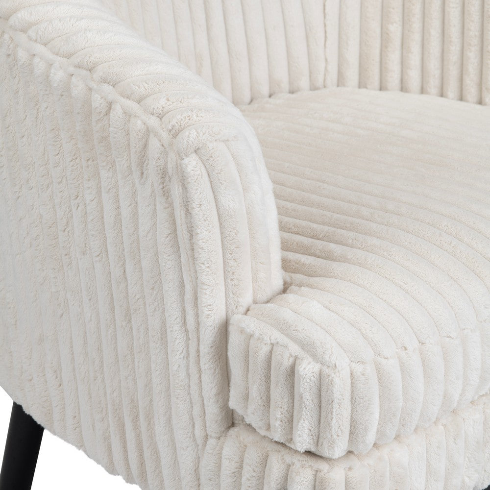 Barrel Accent Chair | White Boucle Upholstery | Black Wood Legs CCL-CVFZR6150