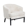 Barrel Accent Chair | White Boucle Upholstery | Black Wood Legs