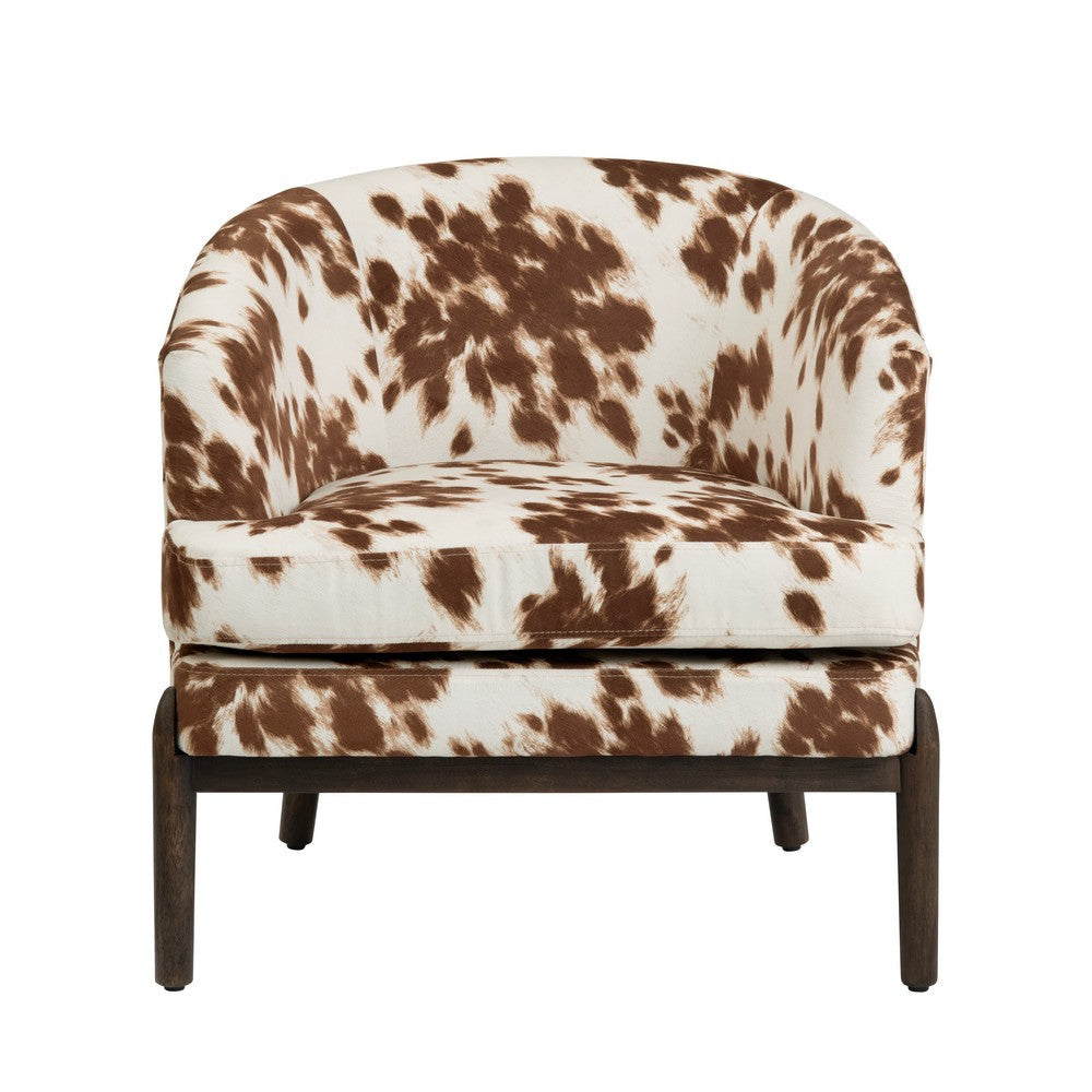 Barrel Accent Chair | Cowhide Print w Dark Brown Rubberwood Frame CCL-CVFZR6151