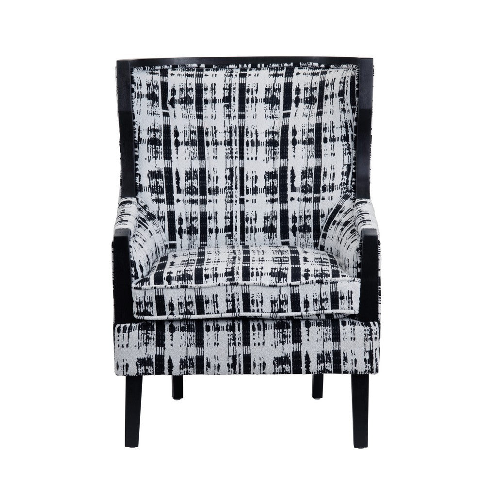 Crestview Kris Accent Chair | Wingback | Black & White Plaid Polyester CCL-CVFZR6153