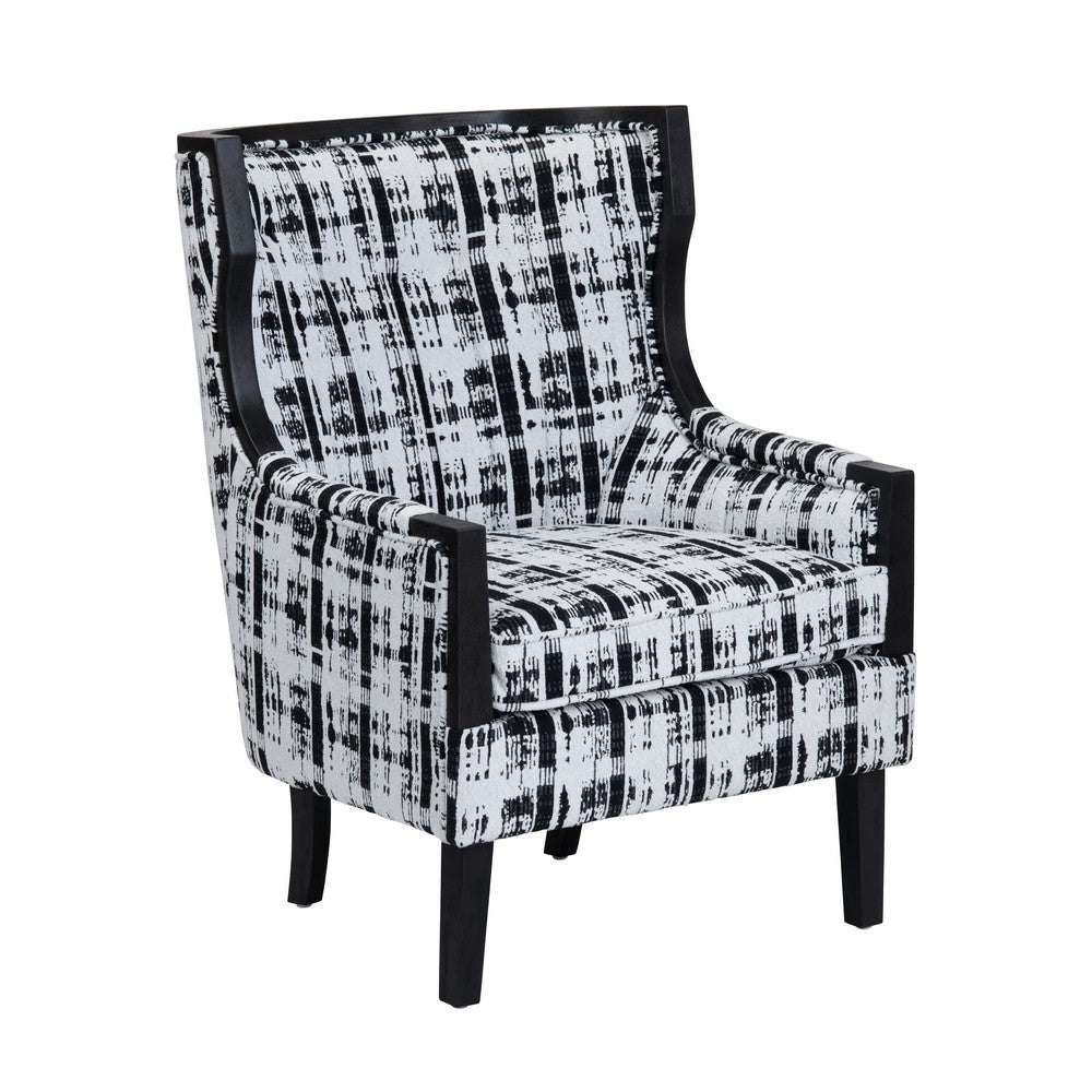 Crestview Kris Accent Chair | Wingback | Black & White Plaid Polyester CCL-CVFZR6153