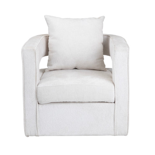 Crestview Novo Accent Swivel Chair | Sculptural Back w Open Arms | White