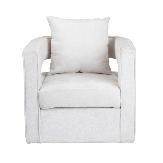 Crestview Novo Accent Swivel Chair | Sculptural Back w Open Arms | White