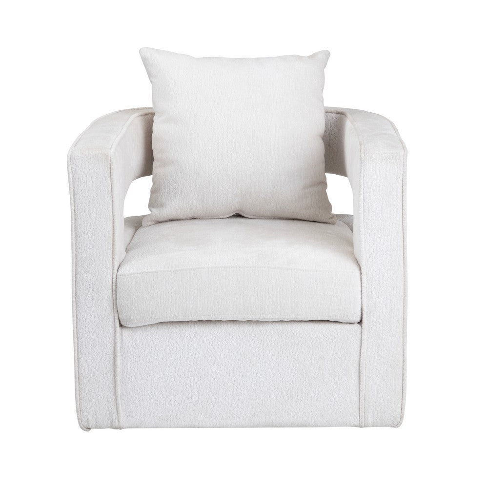 Crestview Novo Accent Swivel Chair | Sculptural Back w Open Arms | White CCL-CVFZR6154