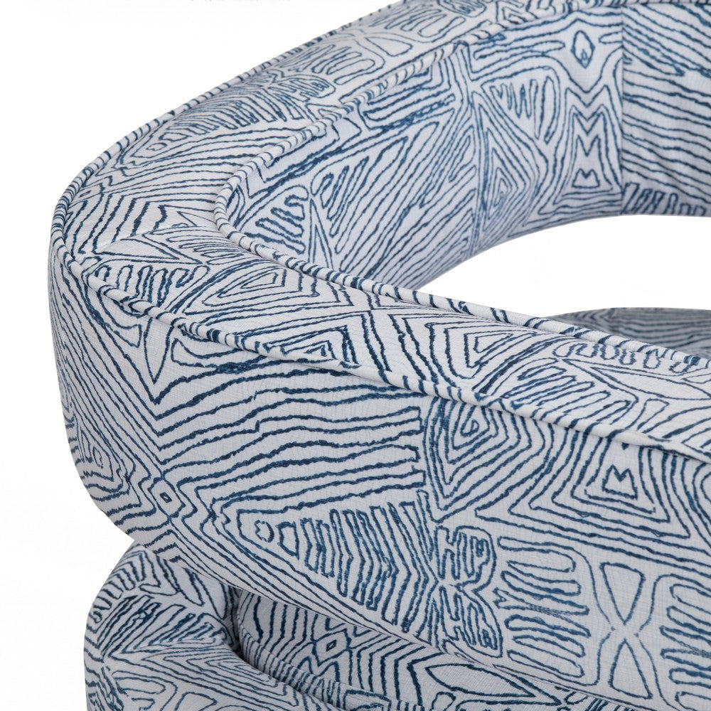 Crestview Fora Sculptural Accent Swivel Chair | Blue & White Pattern CCL-CVFZR6155