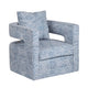 Crestview Fora Sculptural Accent Swivel Chair | Blue & White Pattern CCL-CVFZR6155