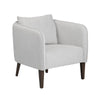 Accent Chair w 1 Pillow | Light Gray Polyester | Low Back | Dark Brown