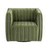 Crestview Dara Accent Swivel Chair | Boxy Frame | Green Channeled Polyester CCL-CVFZR6158