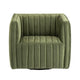 Crestview Dara Accent Swivel Chair | Boxy Frame | Green Channeled Polyester CCL-CVFZR6158