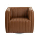 Crestview Huxe Accent Swivel Chair | Boxy | Brown Channel Faux Leather CCL-CVFZR6159