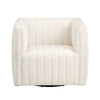 Crestview Mady Accent Swivel Chair | Boxy | White Vertical Channel Boucle CCL-CVFZR6160