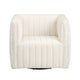 Crestview Mady Accent Swivel Chair | Boxy | White Vertical Channel Boucle CCL-CVFZR6160