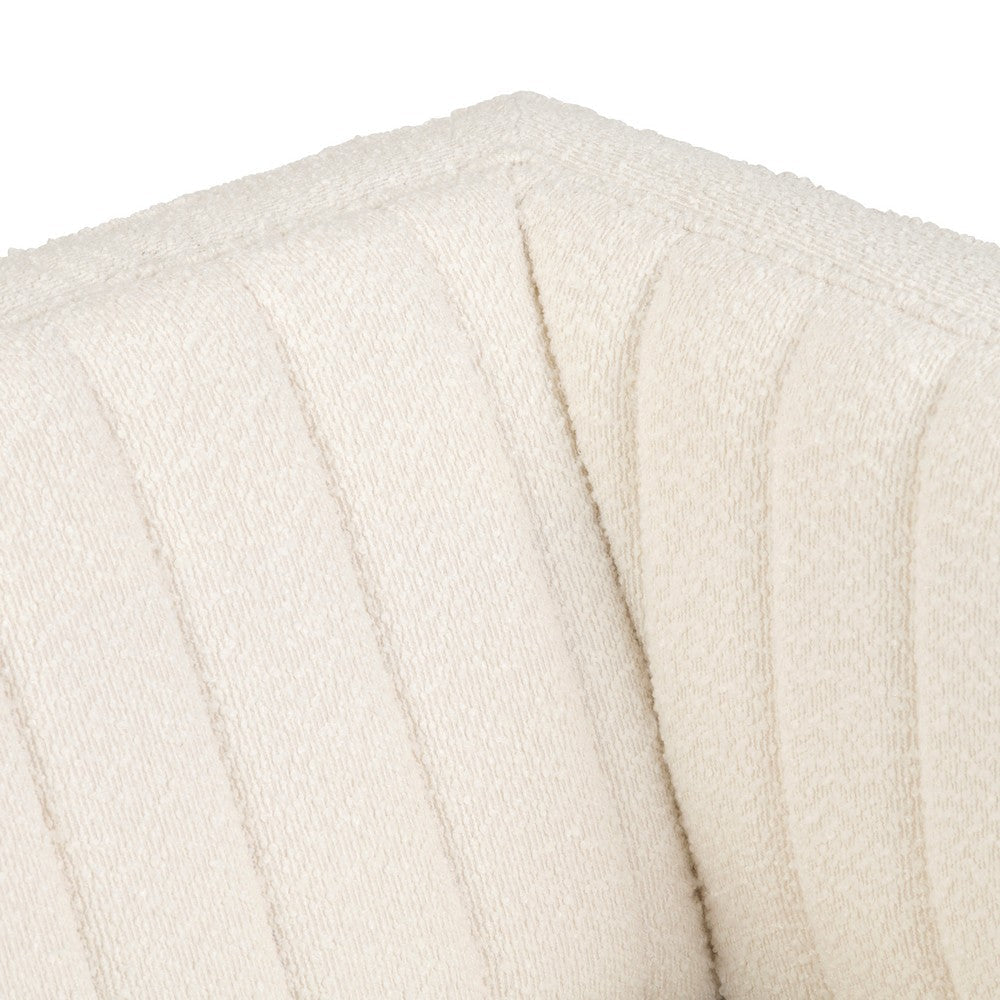 Crestview Mady Accent Swivel Chair | Boxy | White Vertical Channel Boucle CCL-CVFZR6160