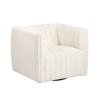 Crestview Mady Accent Swivel Chair | Boxy | White Vertical Channel Boucle