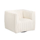 Crestview Mady Accent Swivel Chair | Boxy | White Vertical Channel Boucle