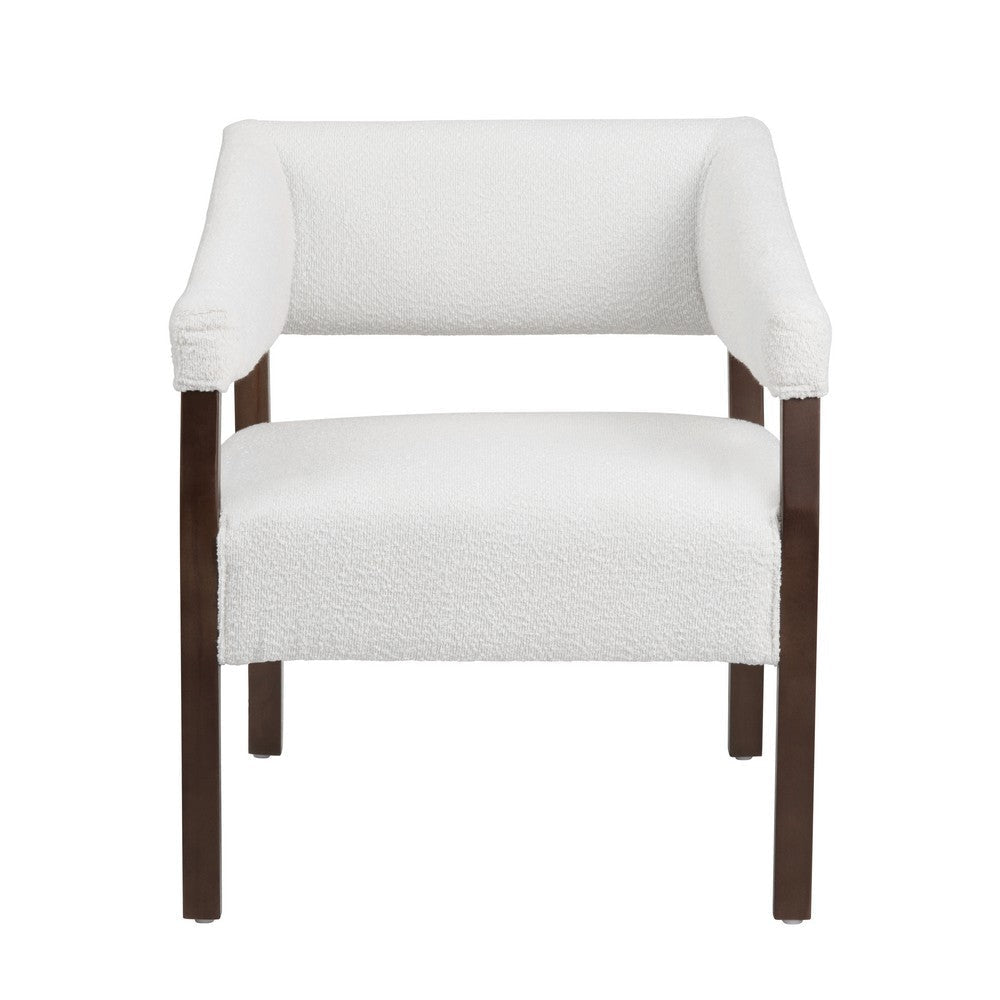 Accent Chair | White Boucle | Dark Brown Wood Open Arms Frame CCL-CVFZR6161