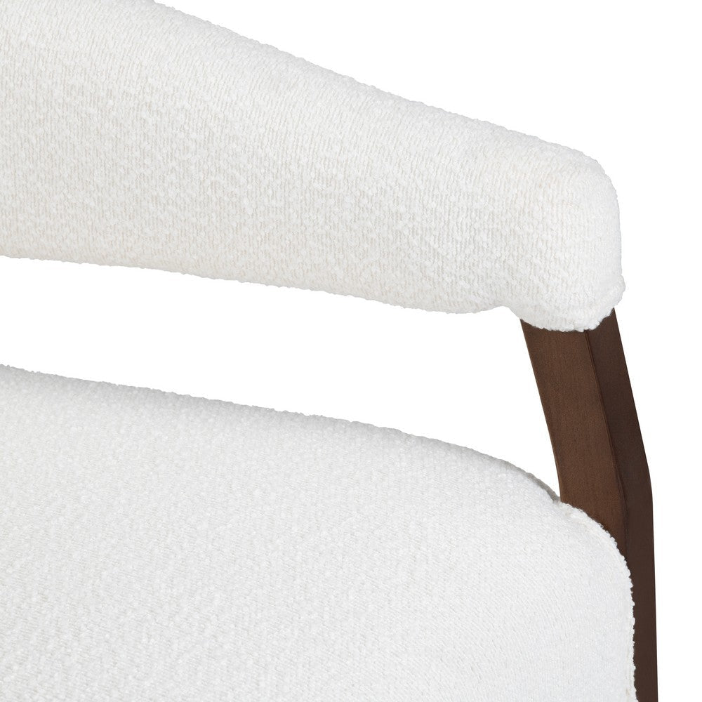 Accent Chair | White Boucle | Dark Brown Wood Open Arms Frame CCL-CVFZR6161