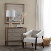 Accent Chair | White Boucle | Dark Brown Wood Open Arms Frame