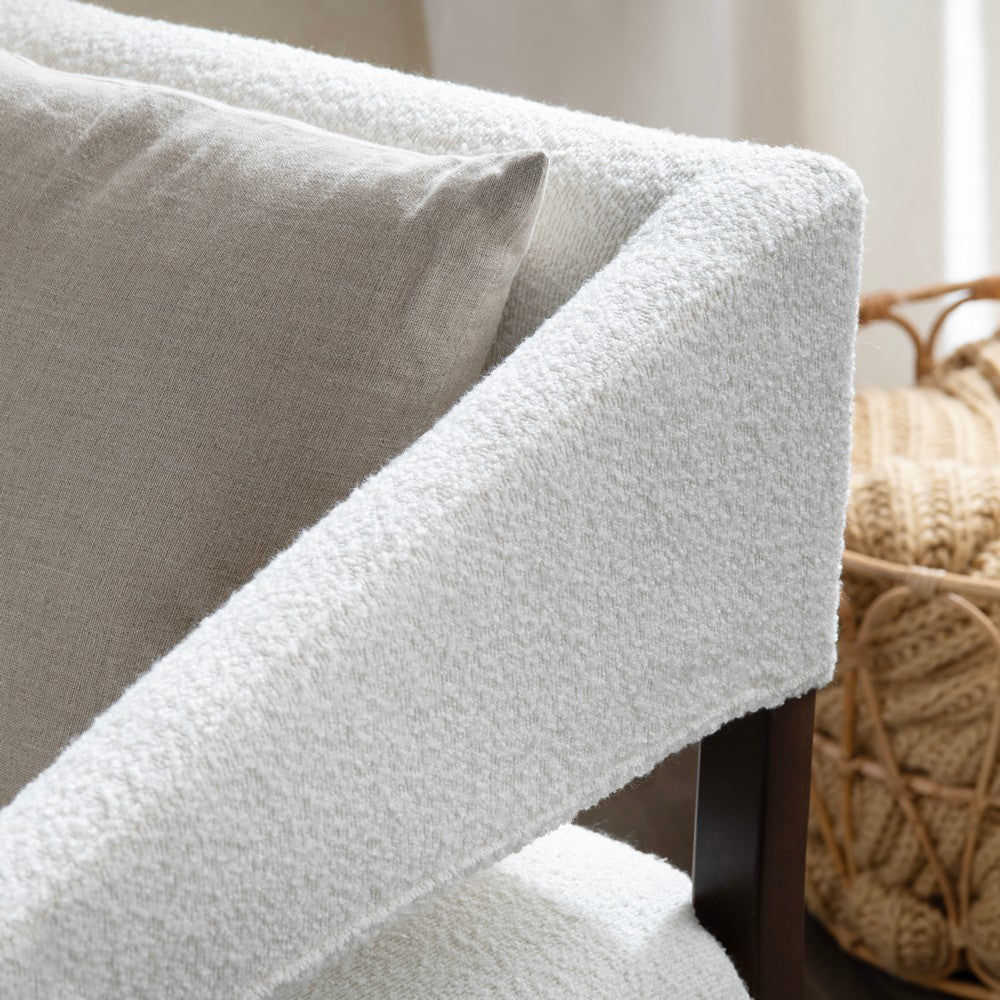 Accent Chair | White Boucle | Dark Brown Wood Open Arms Frame CCL-CVFZR6161