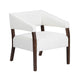 Accent Chair | White Boucle | Dark Brown Wood Open Arms Frame