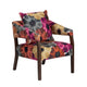 Accent Chair | Lumbar Pillow | Retro Pink Floral Polyester | Dark Brown