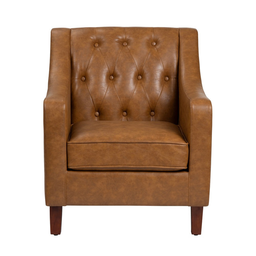 Crestview Fex Accent Armchair | Classic Tufted Faux Leather Back | Brown CCL-CVFZR6166