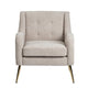 Crestview Leri Accent Armchair | Tufted Cream Polyester | Gold Iron Legs