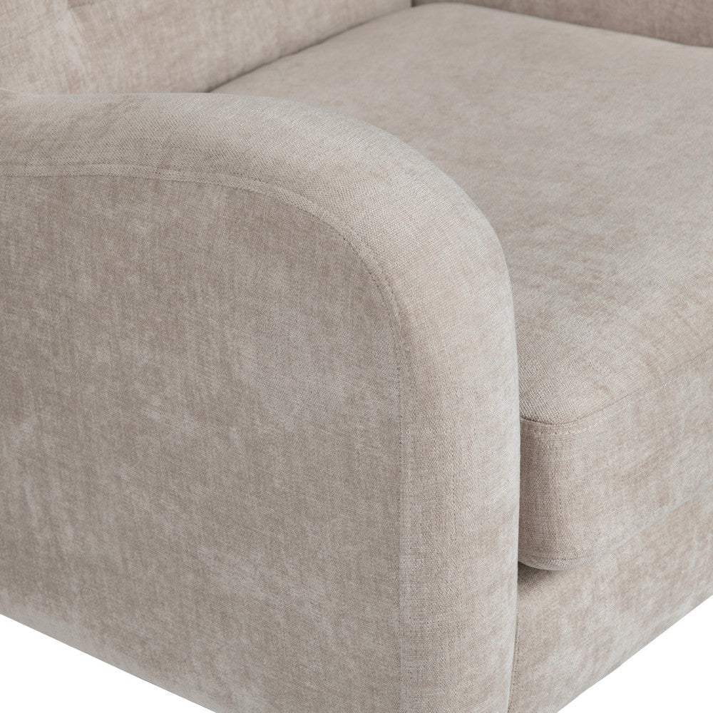 Crestview Leri Accent Armchair | Tufted Cream Polyester | Gold Iron Legs CCL-CVFZR6167