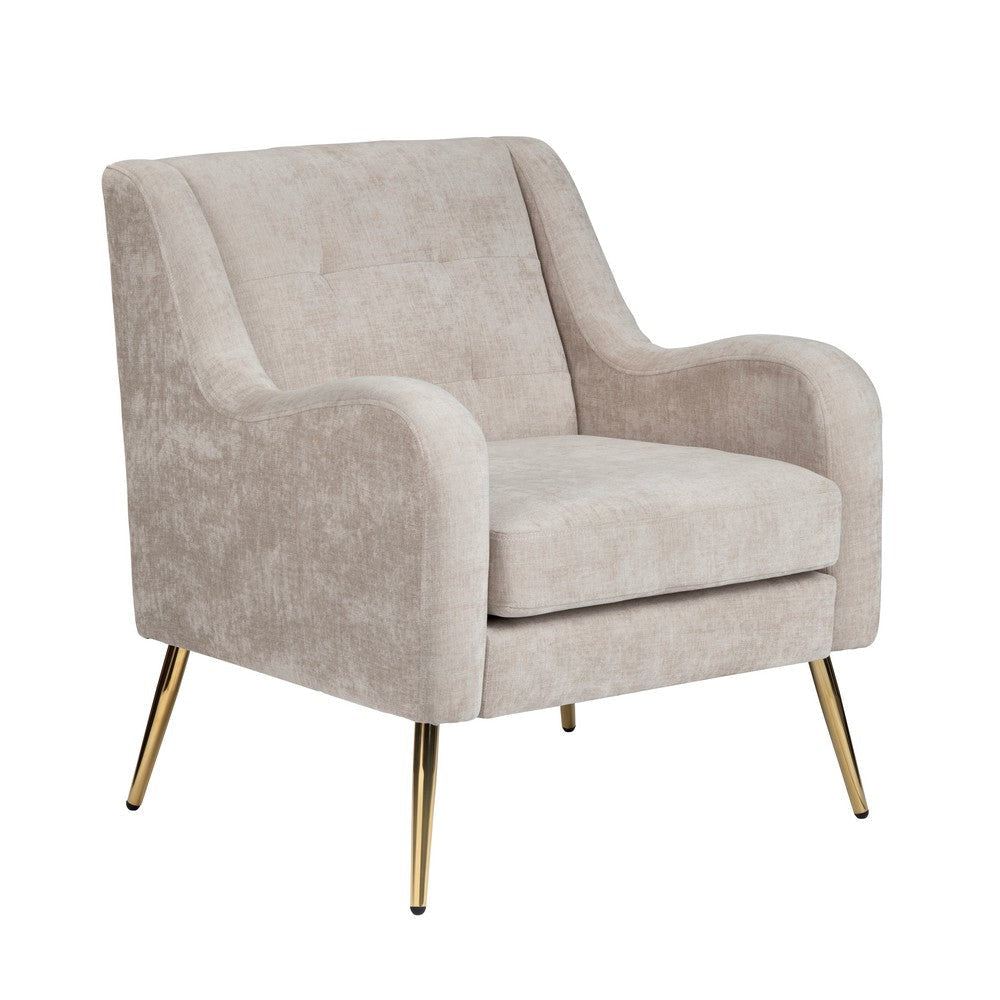 Crestview Leri Accent Armchair | Tufted Cream Polyester | Gold Iron Legs CCL-CVFZR6167