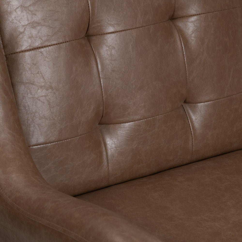 Crestview Wili Accent Chair | Curved Arms | Tufted Brown Faux Leather CCL-CVFZR6168