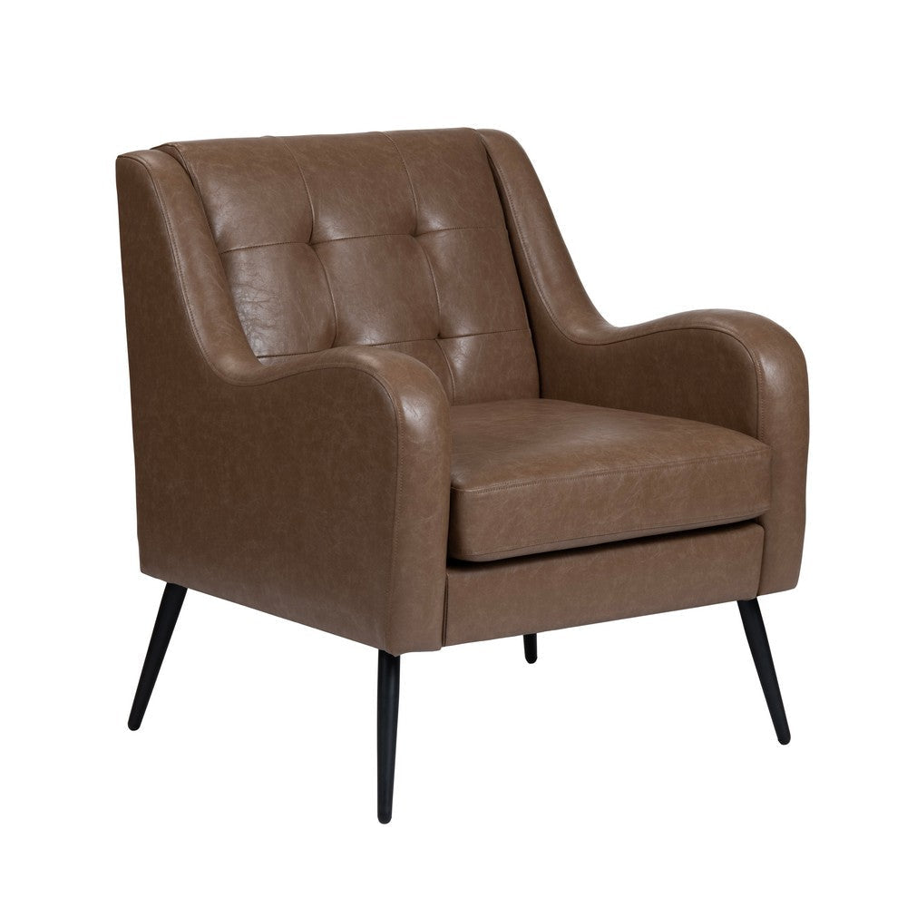 Crestview Wili Accent Chair | Curved Arms | Tufted Brown Faux Leather CCL-CVFZR6168