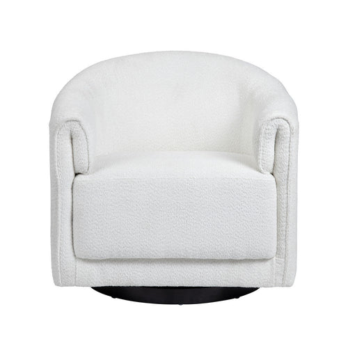 Crestview Keli Swivel Accent Chair | Barrel Back | Cream Polyester