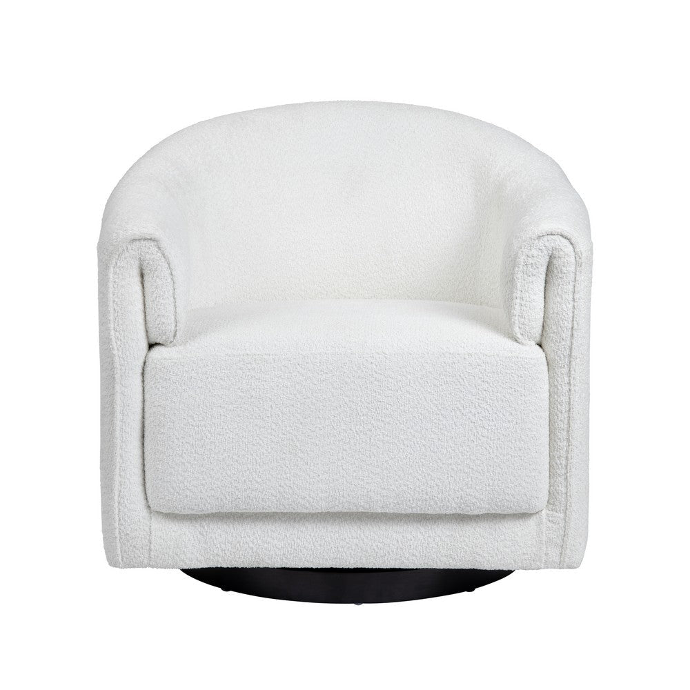 Crestview Keli Swivel Accent Chair | Barrel Back | Cream Polyester