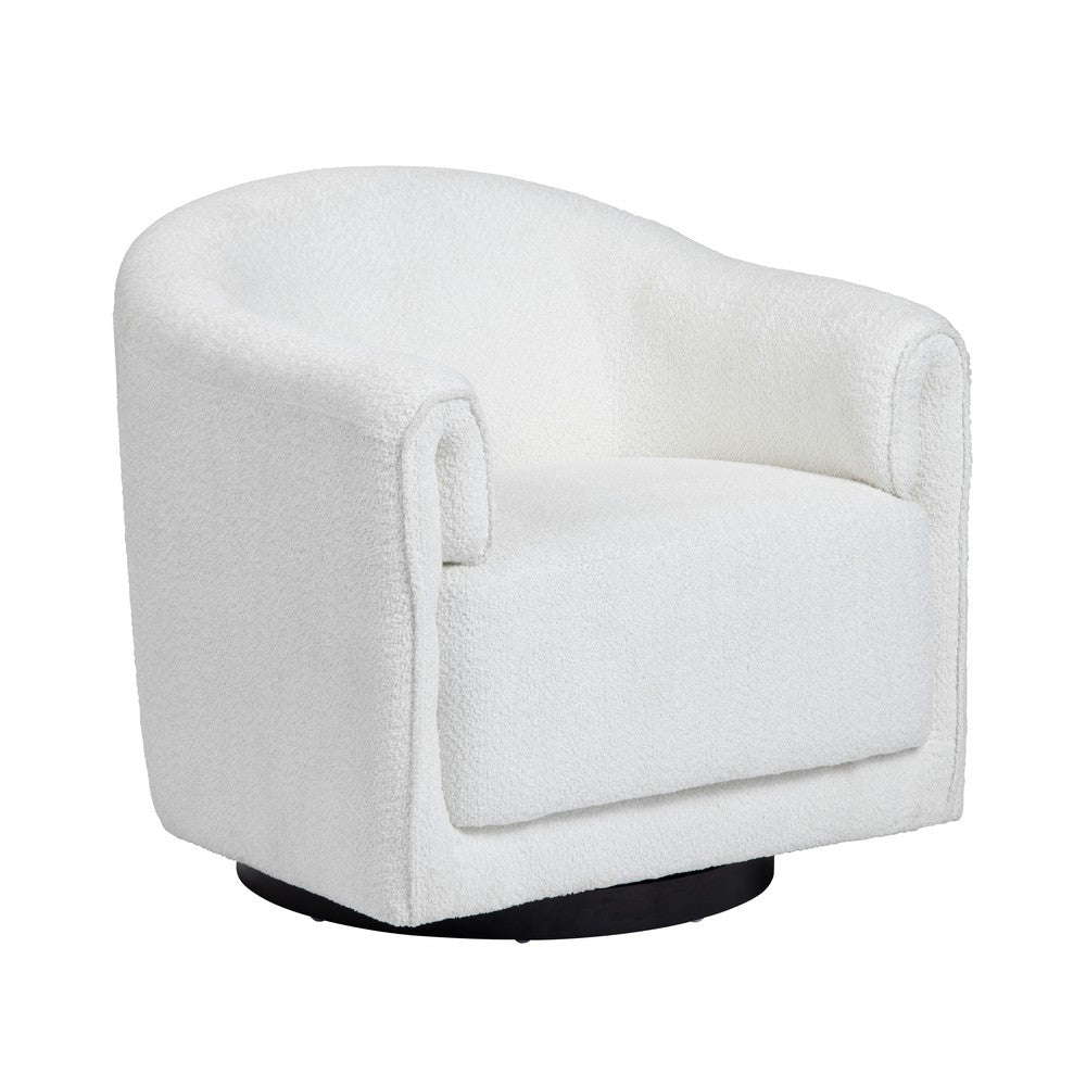 Crestview Keli Swivel Accent Chair | Barrel Back | Cream Polyester CCL-CVFZR6169
