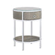 Crestview Seli Side End Table | 18’’ Glass Top with Shelf | Chrome Metal CCL-CVFZR6171