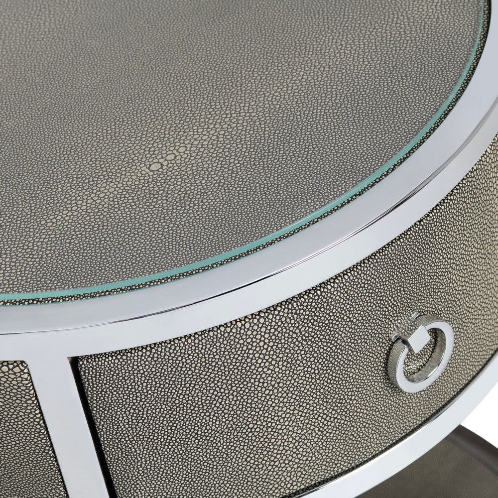 Crestview Seli Side End Table | 18’’ Glass Top with Shelf | Chrome Metal CCL-CVFZR6171