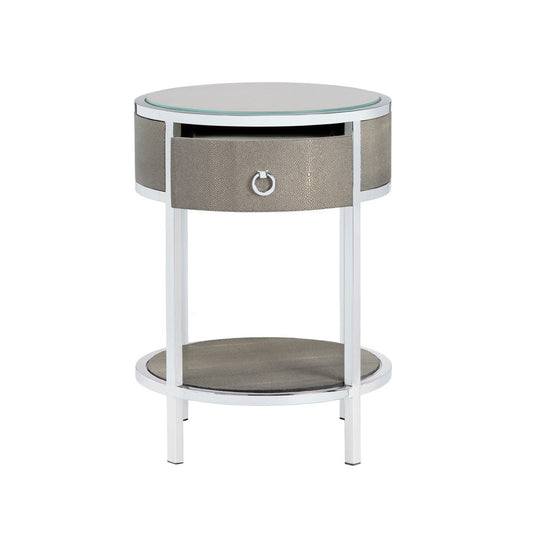 Crestview Seli Side End Table | 18" Glass Top with Shelf | Chrome Metal