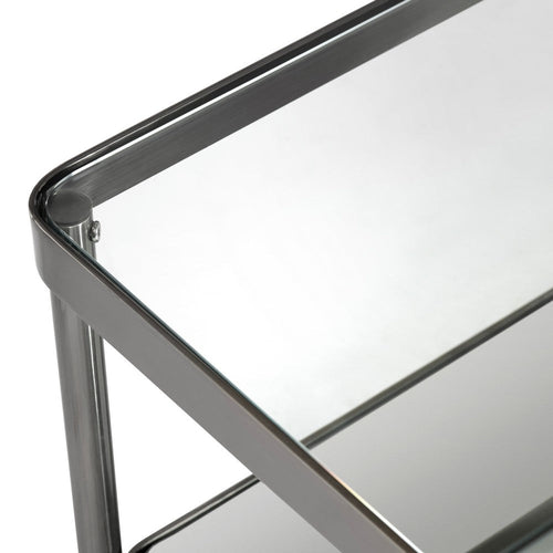 Crestview Lire Coffee Table | 50" Glass Top with Lower Shelf | Gray