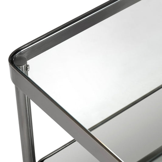 Crestview Lire Coffee Table | 50" Glass Top with Lower Shelf | Gray