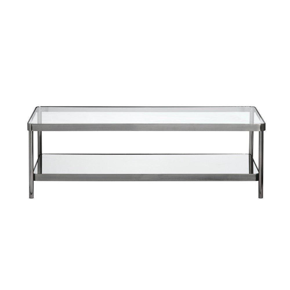 Crestview Lire Coffee Table | 50’’ Glass Top with Lower Shelf | Gray CCL-CVFZR6190
