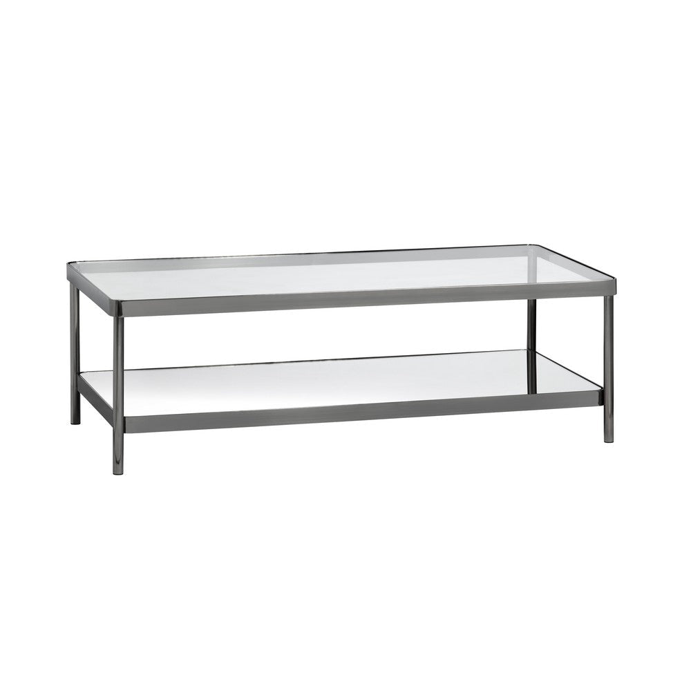 Crestview Lire Coffee Table | 50’’ Glass Top with Lower Shelf | Gray CCL-CVFZR6190