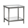 Crestview Lire Side End Table | 21’’ Glass Top with Lower Shelf | Gray CCL-CVFZR6191