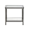 Crestview Lire Side End Table | 21’’ Glass Top with Lower Shelf | Gray CCL-CVFZR6191