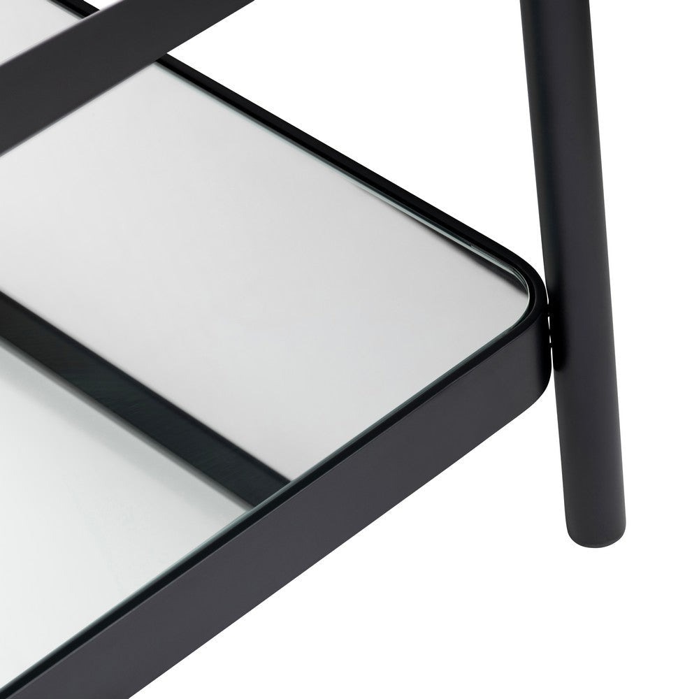 Crestview Jire Coffee Table | 50’’ Glass Top with Lower Shelf | Black CCL-CVFZR6192