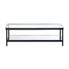 Crestview Jire Coffee Table | 50" Glass Top with Lower Shelf | Black