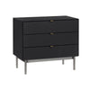 Crestview Sev Oversized 3 Drawer Nightstand Chest | Black Chrome Metal CCL-CVFZR6195