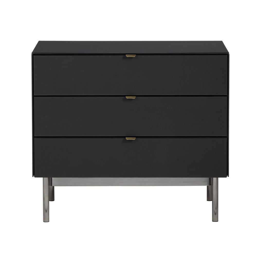 Crestview Sev Oversized 3 Drawer Nightstand Chest | Black Chrome Metal CCL-CVFZR6195
