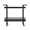 Crestview Dining Serving Bar Cart | 2 Tier Glass Shelves | Black Iron