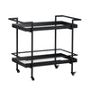 Crestview Dining Serving Bar Cart | 2 Tier Glass Shelves | Black Iron CCL-CVFZR6198